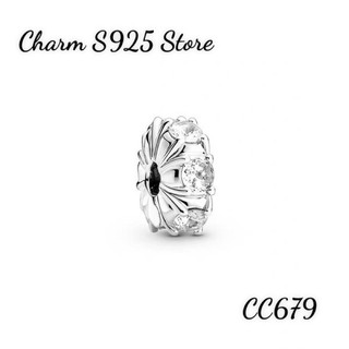 Charm pan ale khoá chặn đính đá trắng bạc s925 cao cấp