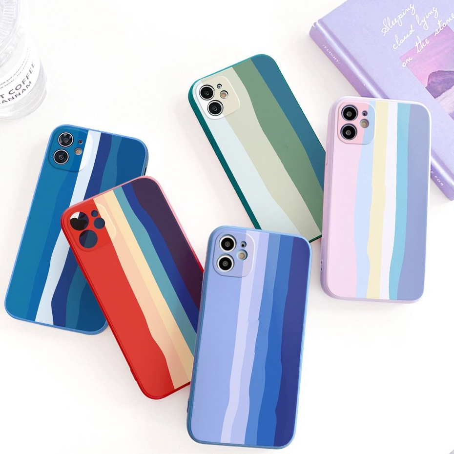 Ốp Lưng Iphone Water Color và Cầu Vồng Cạnh Vuông [Sỉ Trộn Màu Color và VCV]