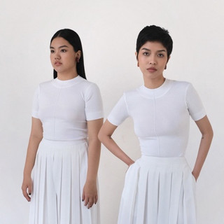 /ou'ba:d/ - ÁO THUN TRẮNG cổ tròn cao chất vải thun co giãn mềm mại, form ôm người, không nhăn basic nữ S/M/L/XL