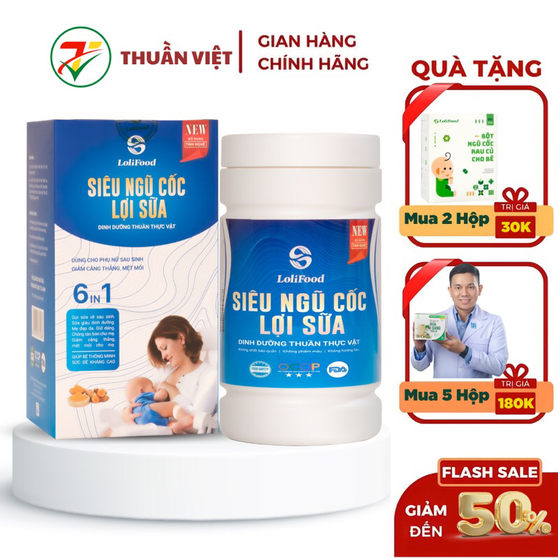 Bột Ngũ Cốc Lợi Sữa 6in1 Siêu Dinh Dưỡng Lolifood Cho Sữa Mẹ Giúp Bé Phát Triển Toàn Diện (Hộp 500g)