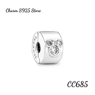 Charm pan ale khoá chặn đính đá mickey bạc s925 cao cấp