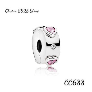 CHARM PAN ALE BẠC S925 THUẦN KHIẾT KHOÁ CHẶN ĐÍNH ĐÁ TIM HÀNG CAO CẤP