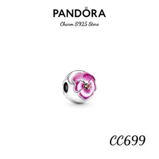 Charm pan ale khoá chặn hoa pansy bạc s925 thuần khiết cao cấp