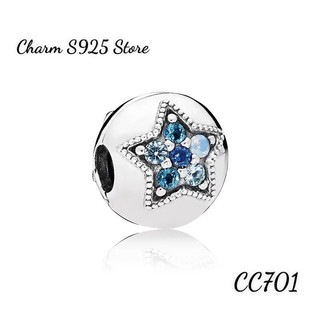 CHARM PAN ALE KHOÁ CHẶN TRÒN ĐÍNH ĐÁ NGÔI SAO BẠC S925 THUẦN KHIẾT HÀNG CAO CẤP