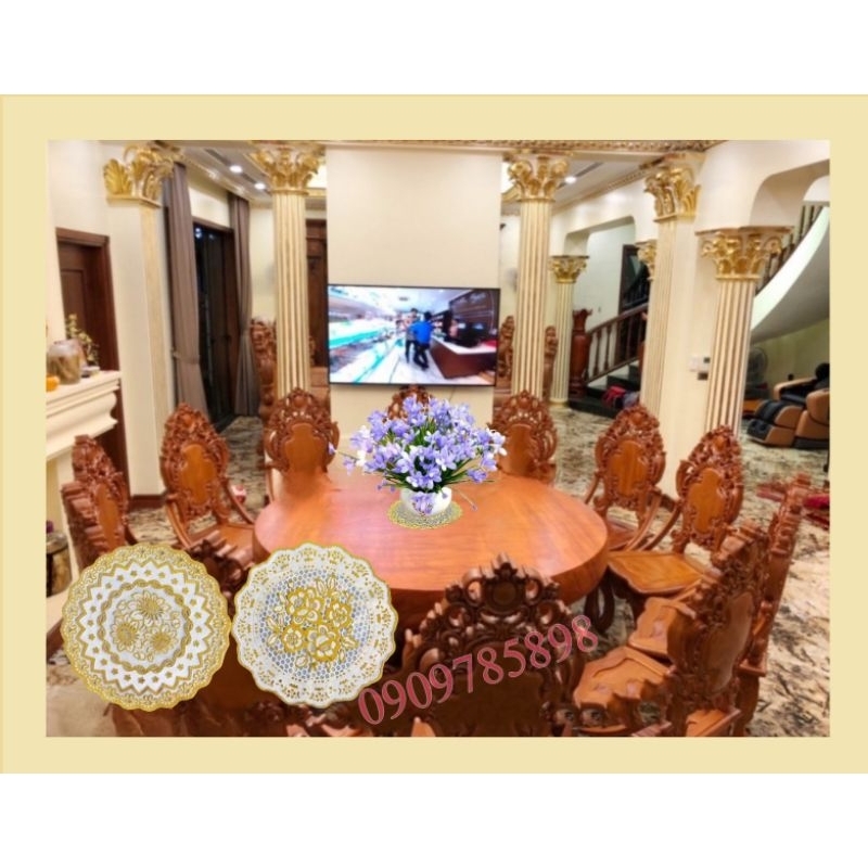 Khăn lót bình hoa, chén đĩa, trải bàn tròn, 10cm, 20cm, 30cm, 40cm,  mềm mịn, bền đẹp, sang trọng, không thấm nước