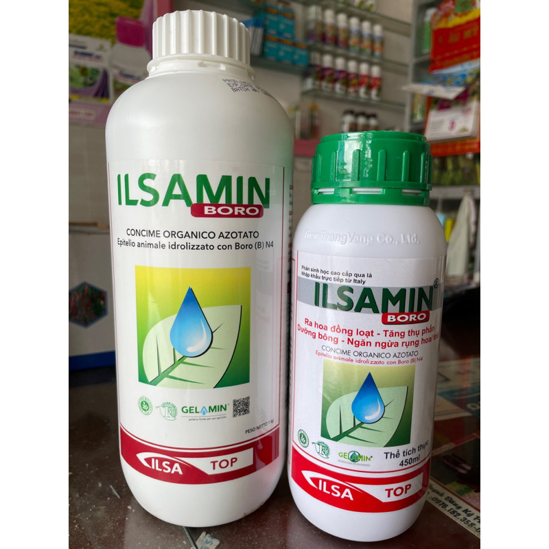 Ilsamin Boro (chai 1kg, 450ml) Boron Hữu cơ sinh học - Ngăn rụng hoa/ trái cực mạnh, tăng thụ phấn, siêu đậu trái