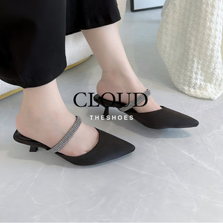 Giày hở gót mũi nhọn quai đá 4cm