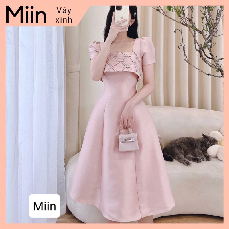 Váy tapta nẹp đan ô nơ