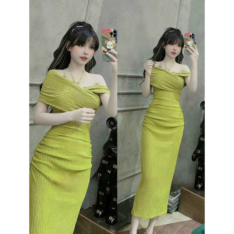 Đầm xốp body lệch vai kiểu