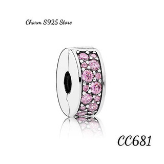 CHARM PAN ALE KHOÁ CHẶN ĐÍNH ĐÁ HỒNG BẠC S925 THUẦN KHIẾT HÀNG CAO CẤP