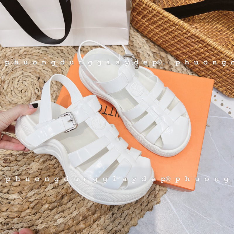 Sandal rọ lv đế cao da bóng fullbox qccc