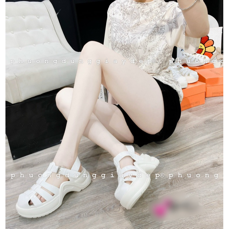 Sandal rọ lv đế cao da bóng fullbox qccc