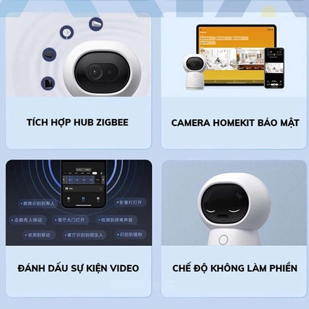 Camera thông minh Aqara G3 - Xoay 360 độ nét 2K, Nhận diện cử chỉ, Điều khiển hồng ngoại IR /Zigbee, Tương thích HomeKit