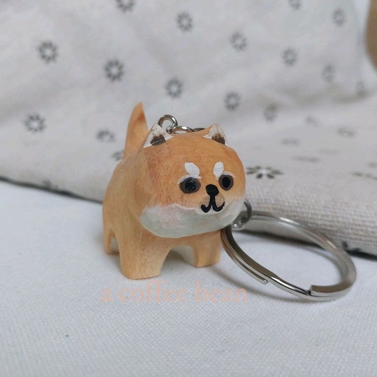 Móc khóa khắc gỗ thủ công chó SHIBA và HUSKY siêu cấp cute