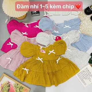 Đầm chấm bi tay phồng siêu xinh cho bé 8-15kg ❤️