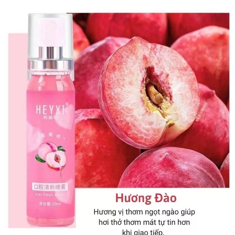 Xịt thơm miệng heyxi hương đào