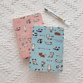 Linen Notebook B6 Hình Mèo - Sổ Bìa Vải 256 Trang - Ruột Kẻ Ngang
