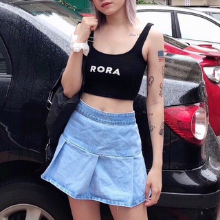 Áo croptop 2 dây bản to phối chữ hàng thiết kế cao cấp siêu đẹp