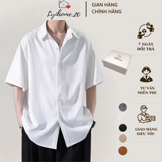 Áo sơ mi lụa nam nữ unisex form rộng tay lở Lyihome, áo sơ mi học sinh, công sở đi học đi chơi đi làm