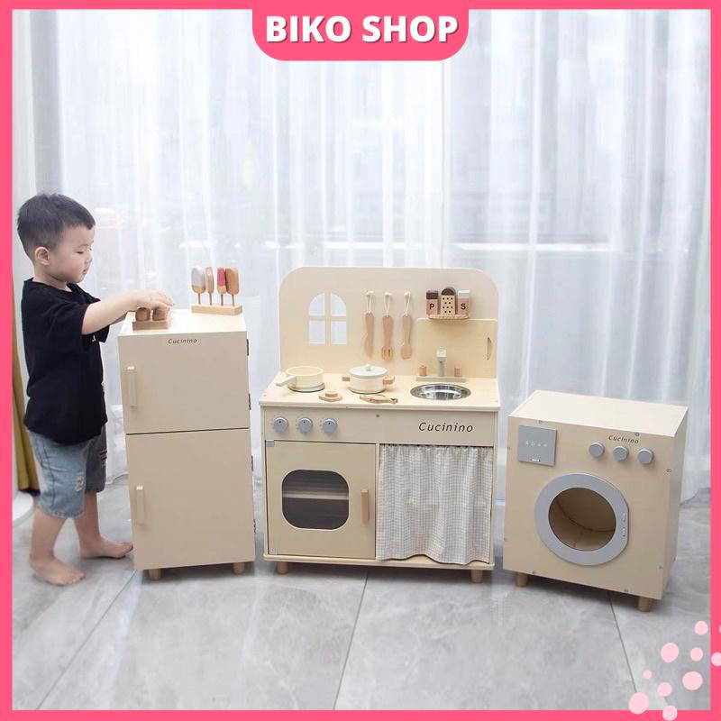 Đồ chơi bếp, tủ lạnh, máy giặt Cucinino bằng gỗ cho bé