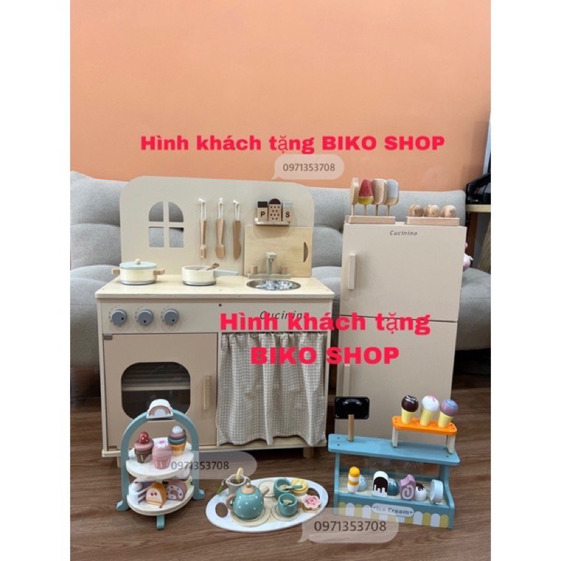 Đồ chơi bếp, tủ lạnh, máy giặt Cucinino bằng gỗ cho bé
