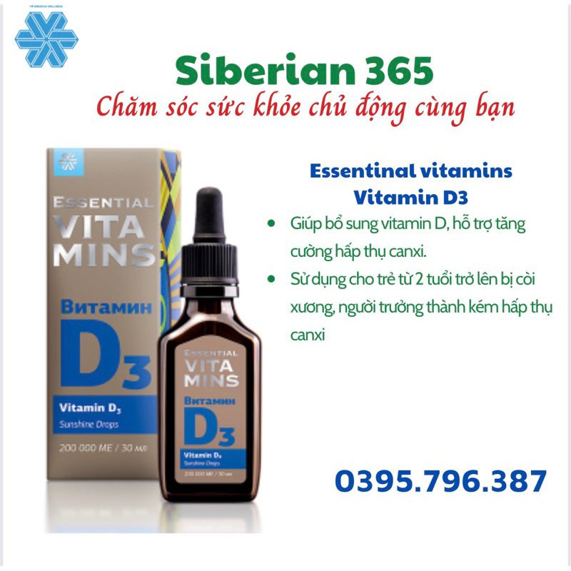 Vitamin D3 - Siberian Wellness - Tăng chiều cao, khớp xương mềm dẻo, xương chắc khỏe