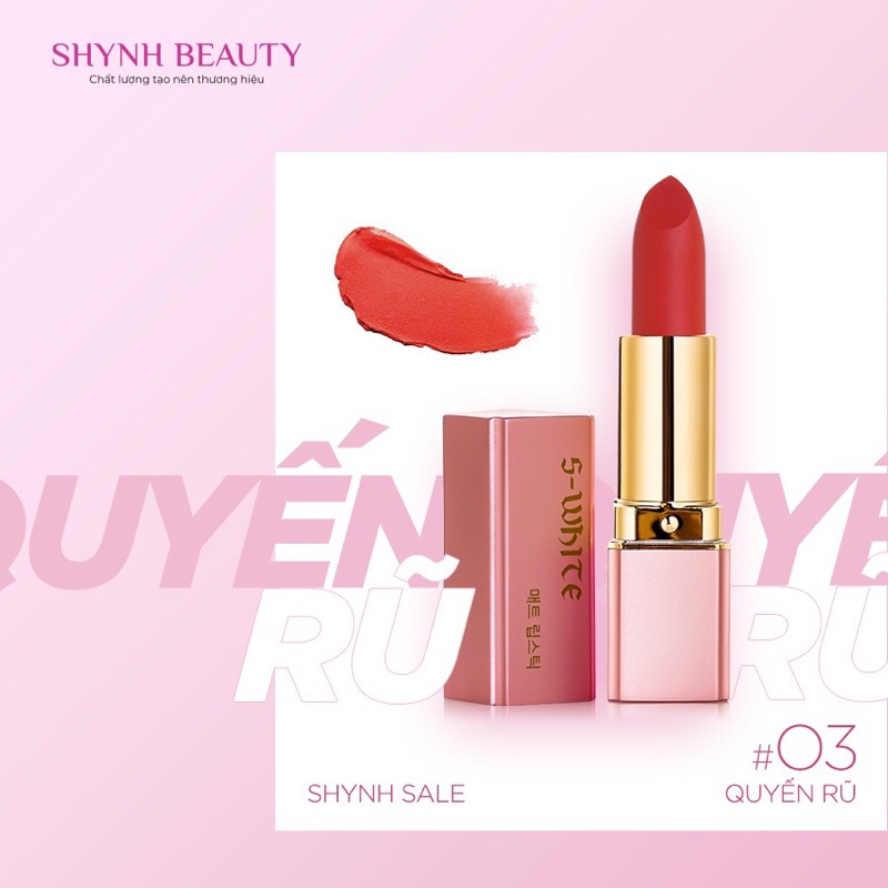Son màu lâu trôi Swhite 03 đỏ thuần