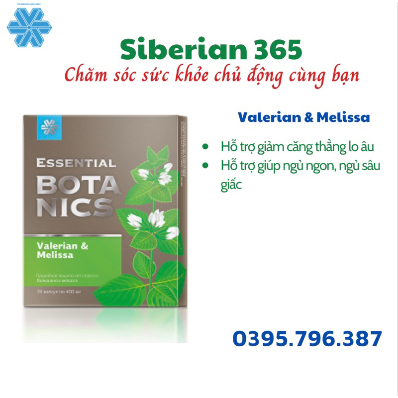 Hỗ trợ điều trị mất ngủ Essential Botanics Valerian &amp; Melissa - SIBERIAN WELLNESS