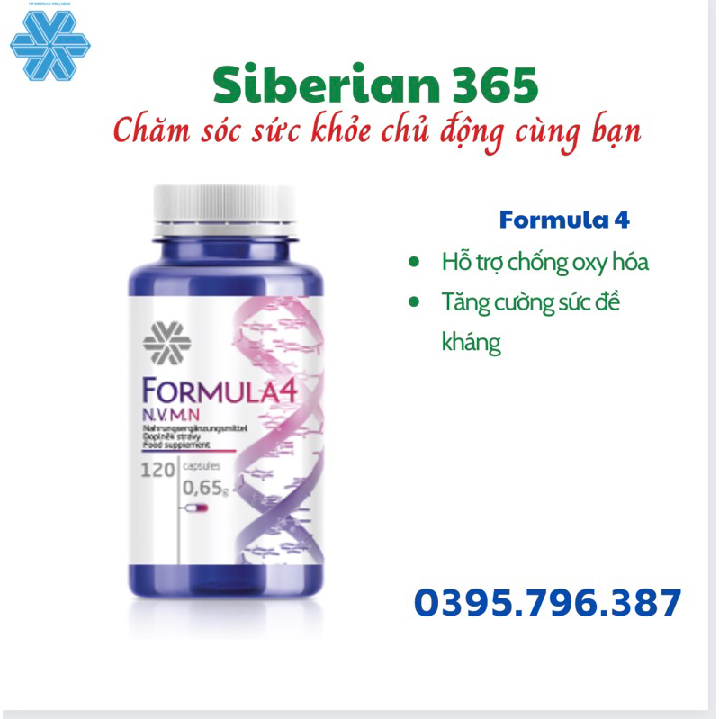 Novomin - Siberian Wellness - Fomula4 - Viên uống chống oxy hóa, phục hồi tế bào khỏe mạnh - Hộp 120 viên