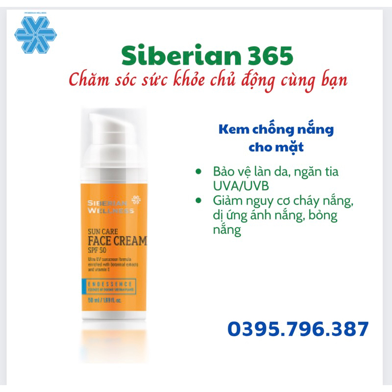 Kem chống nắng  cho mặt Siberian Wellness Sun Face Cream SPF 50  50ml