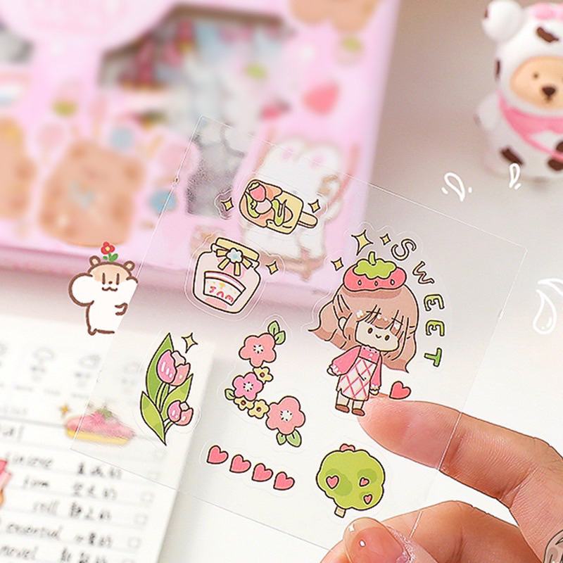 Hộp 100 tấm sticker cute cắt sẵn
