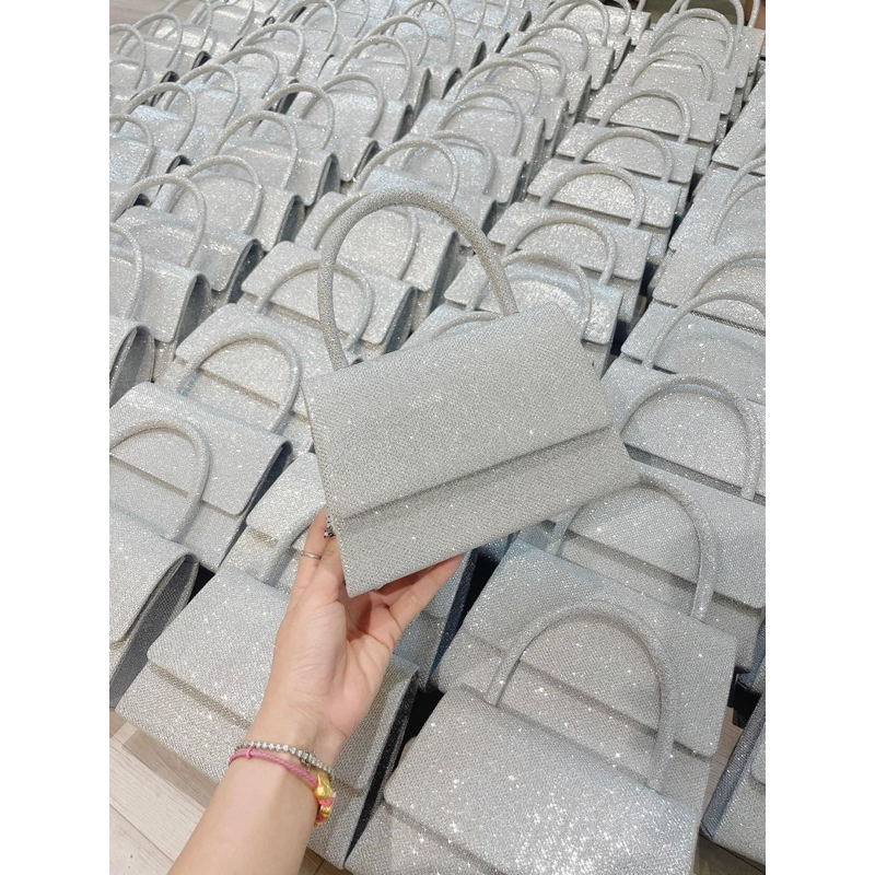 Túi đá nơ đi tiệc siêu hot sang chảnh quai xách túi cầm tay đá 19cm