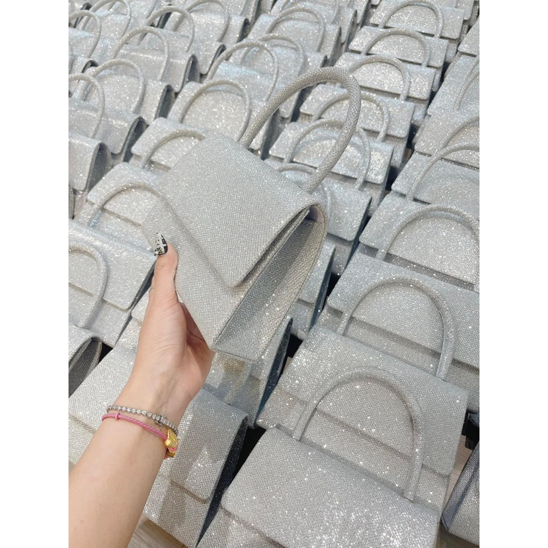 Túi đá nơ đi tiệc siêu hot sang chảnh quai xách túi cầm tay đá 19cm