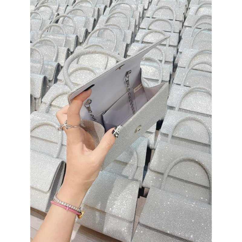 Túi đá nơ đi tiệc siêu hot sang chảnh quai xách túi cầm tay đá 19cm