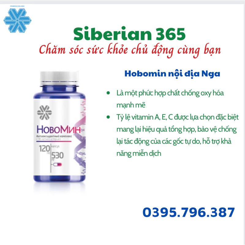 [ Hobomint ] Viên uống chống oxy hóa, phục hồi tế bào khỏe mạnh Siberian Novomin Formula 4 – 120 viên/lọ