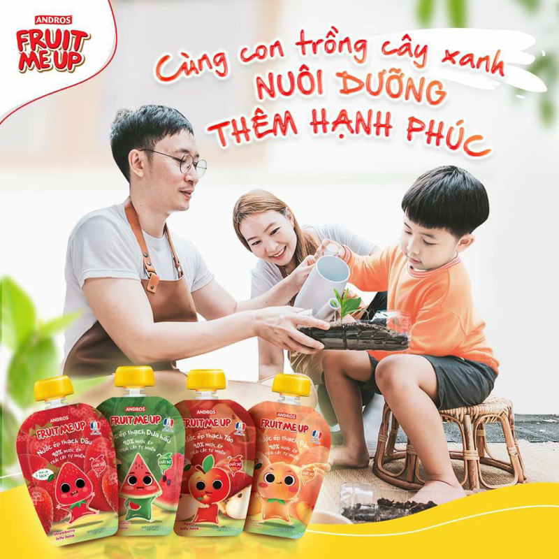 Nước ép thạch trái cây Fruit Me Up - Nước ép trái cây tự nhiên túi 90g đủ 4 vị Táo 🍎 Dâu 🍓 Dưa Hấu 🍉 Đào 🍑