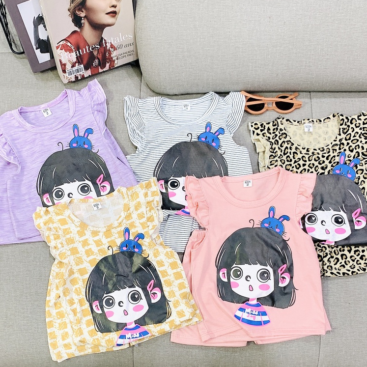 (10-22kg) Quần áo bé gái ba lỗ DIVARI quần áo bộ chất liệu cotton thoáng mát in nhân vật hoạt hình sắc nét 54