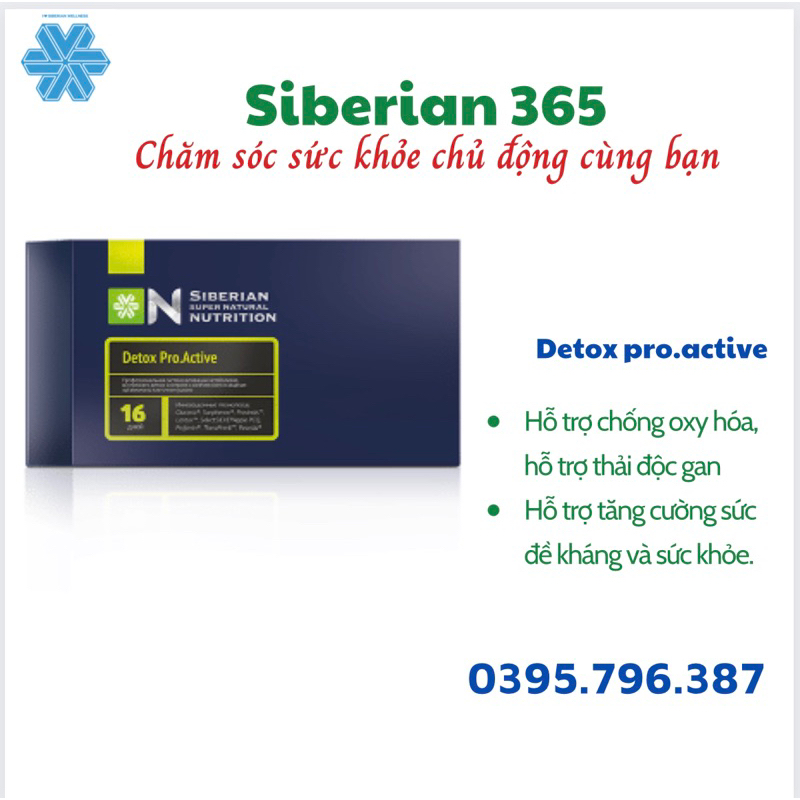 [ Siêu giải độc ] Siberian Super Natural Nutrition. Detox Pro.Active  giúp chống oxy hóa, giải độc gan 16 gói