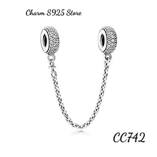 CHARM PAN ALE BẠC S925 THUẦN KHIẾT XÍCH AN TOÀN DẠNG TRƯỢT ĐÍNH ĐÁ HÀNG CAO CẤP