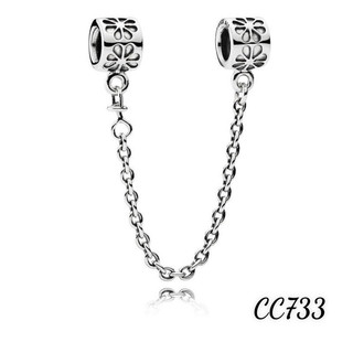 CHARM PAN ALE BẠC S925 THUẦN KHIẾT XÍCH KHOÁ CHẶN AN TOÀN HOA CHÌM HÀNG CAO CẤP