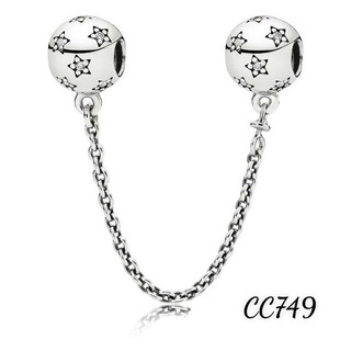 CHARM PAN ALE KHOÁ XÍCH AN TOÀN ĐÍNH NGÔI SAO BẠC S925 THUẦN KHIẾT HÀNG CAO CẤP