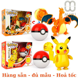  Mô Hình Quả Cầu Pokemon Lắp Ghép Biến Hình Đồ Chơi Sáng Tạo Cho Bé Full Box 