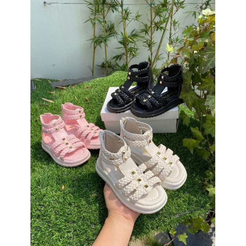 Dandal-Dép Chiến Binh Bằng da đế thấp thời trang hè cho bé gái 3-15 tuổi