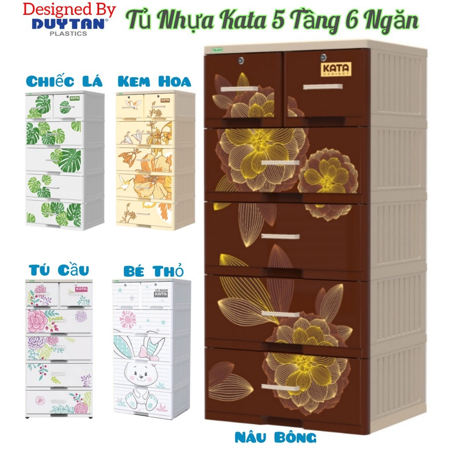 🌱Tủ nhựa KATA 5 Tầng- 6 Ngăn - Nâu ( Design by Duy Tân Plastic ) Tặng