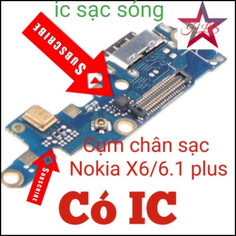 Cụm Chân Sạc Nokia X6 / 6.1 Plus 2018 Newzin có IC sạc sóng đã đổ keo