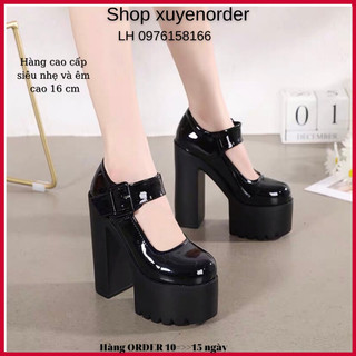 Giầy gót vuông nữ cao 16 cm siêu nhẹ và êm hàng nhập chuẩn Cao cấp kèm ảnh thật shop chụp