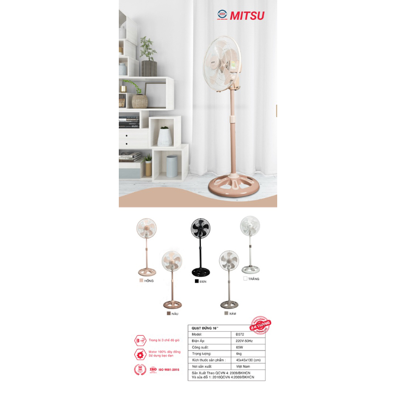 Quạt đứng 16inch cao cấp Mitsu