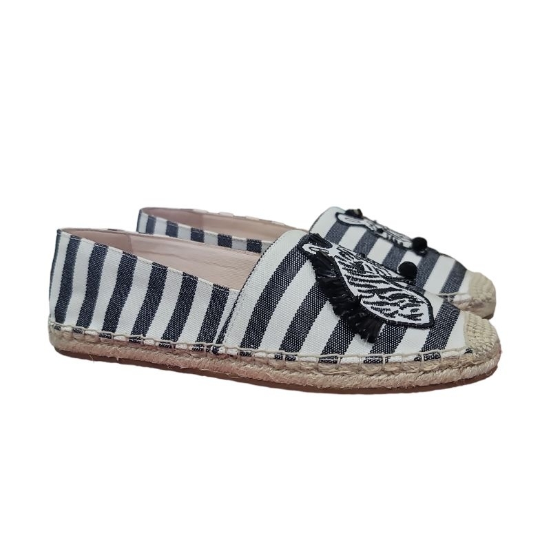 Giày Bệt Nữ Đế Cói Vải Canvas  Hình Ngựa Vằn, Giày VNXK Chính Hãng Xuất Dư