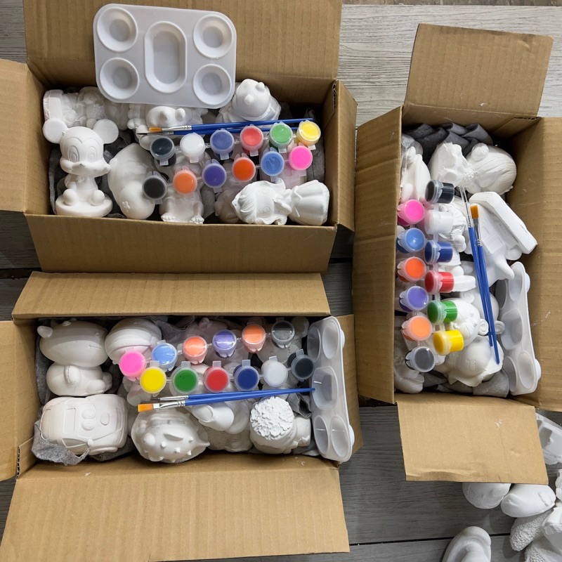 Combo 10 tượng thạch cao tô màu 7-10cm kèm màu và cọ