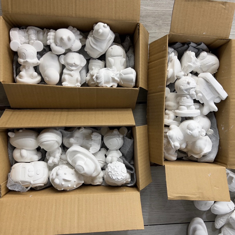 Combo 10 tượng thạch cao tô màu 7-10cm kèm màu và cọ